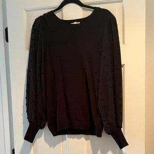 Black Textured Long Sleeve Sweater